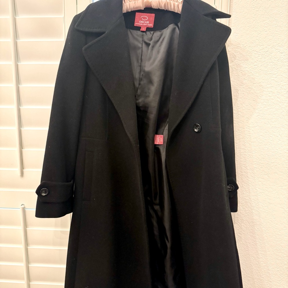 O by Oscar de la Renta Black Wool Coat Size 12